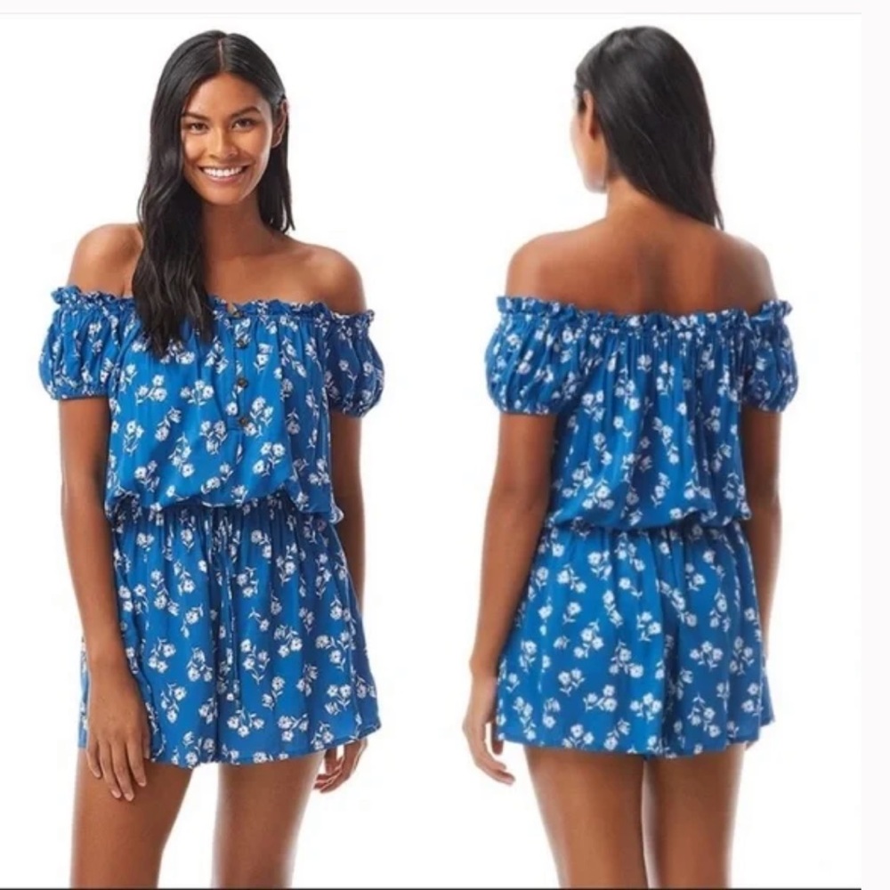 Kate Spade Floral Macaw Blue Romper B1